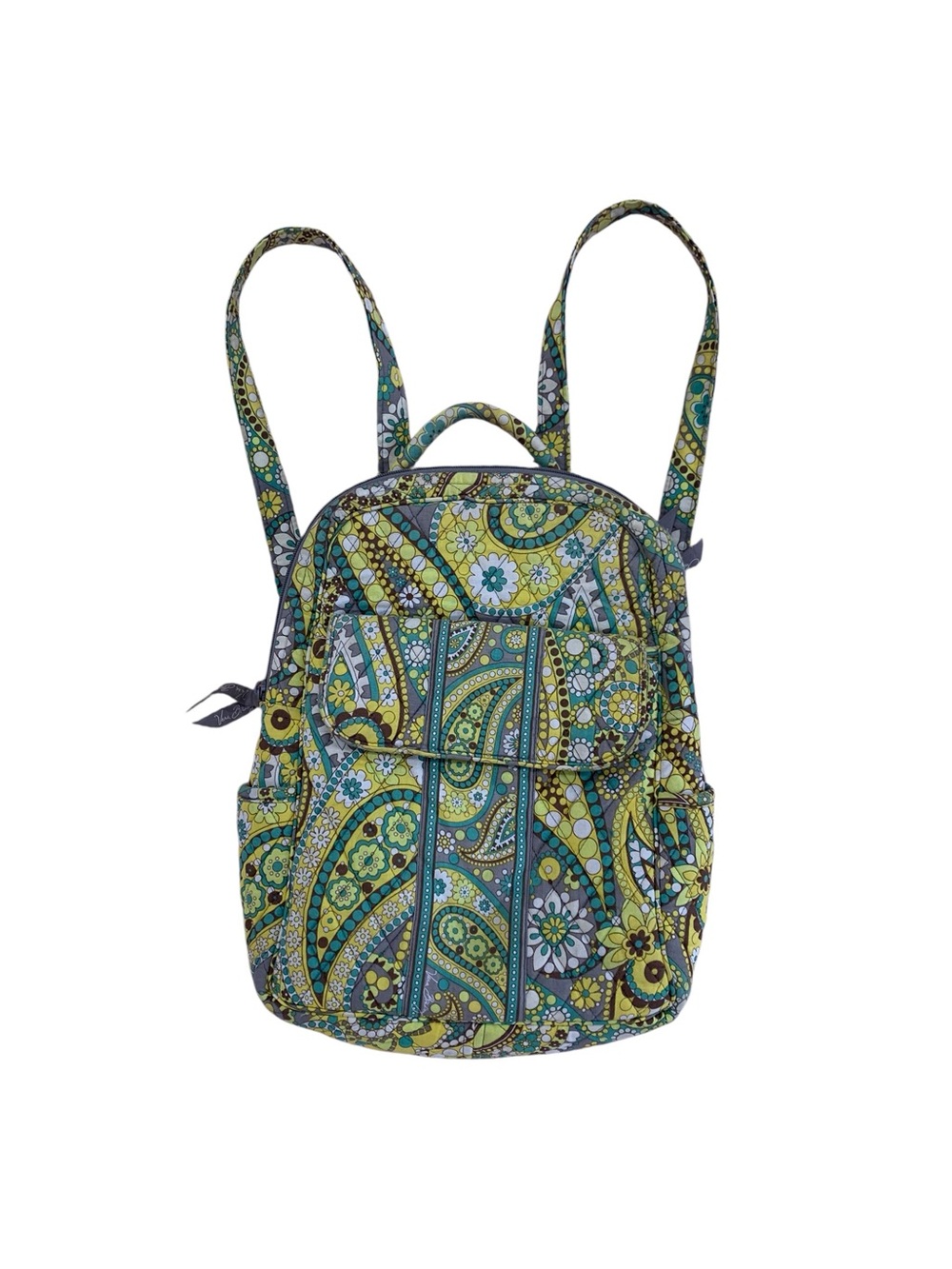 Vera Bradley Paisley Quilted Cotton Mini Backpack Green Blue Floral Travel Bag